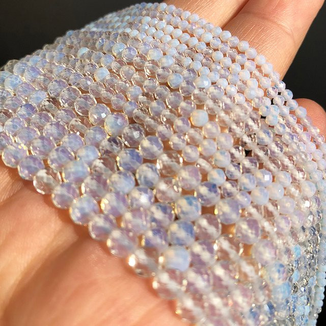 LNMBII Perlen Weiß Opal, Runde Rondelle, 2/3/4 mm - Bild 1