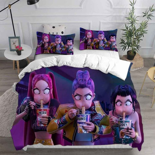 Gu Tao Bettwäsche-Set Dämonenjäger mit Bettbezug und Kissenbezug, Lila, B/H: 240 x 220 cm - Bild 1