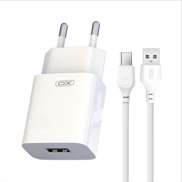 XO Design L99 Netzteil mit USB-C-Kabel, 12W, 2,4A, 1 x USB-A, Weiß - Bild 1