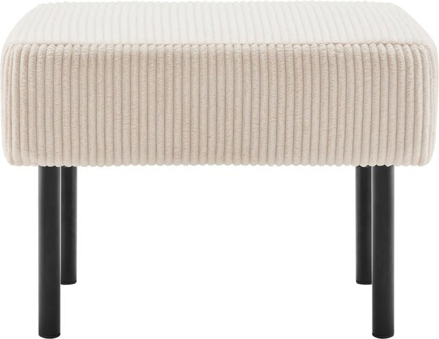 Based Hocker Miami moderner Polsterhocker in Beige/Schwarz mit Metallgestell B/T/H: 50 x 50 x 44 cm - Bild 1