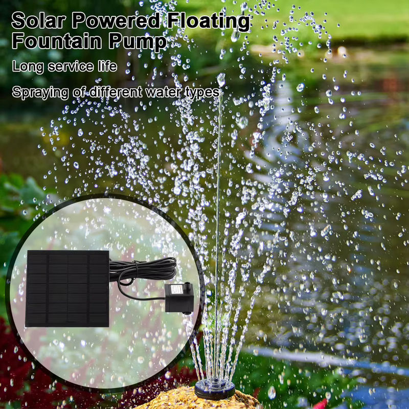 Alloet Solarbetriebene Brunnen-Wasserpumpe mit 6 Düsen und Solarpanel für Außenbereiche, 1,2 W - Bild 3