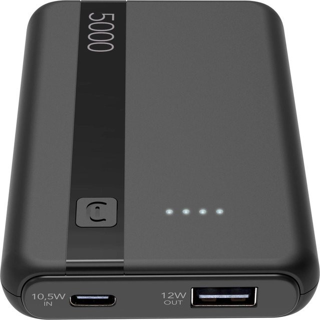 CellularLine Power Bank 5000 Schwarz mit USB-C und USB-A Anschlüssen - Bild 1