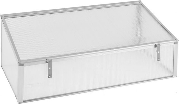 lovingHome Mini Gewächshaus Frühbeet mit Pultdach aus Aluminium und Polycarbonat in Silber/Grau, B/T/H: 108 x 56 x 41 cm