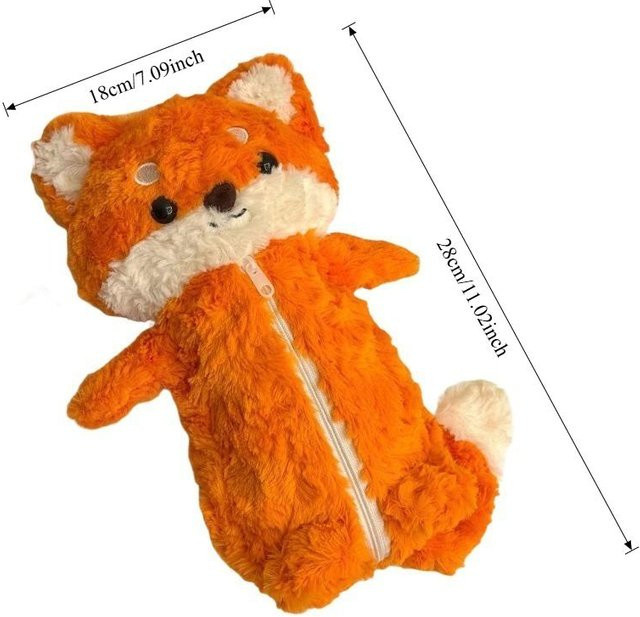 Linyi toy Kawaii Fuchs Plüsch Federmäppchen in Orange als niedliches Stifteetui für Schüler - Bild 1