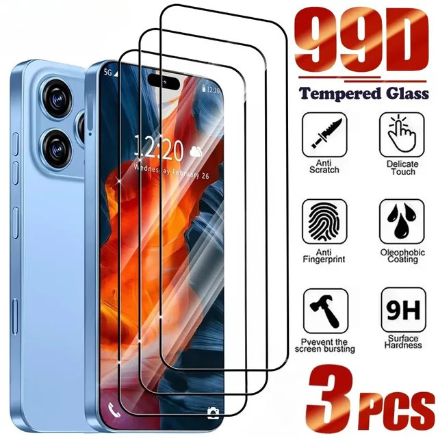 DIXSG 3er-Set gehärtetes Glas Vollbildschutz für iPhone 17 16 15 14 13 12 11 Pro Max Plus XR XS in Transparent - Bild 1