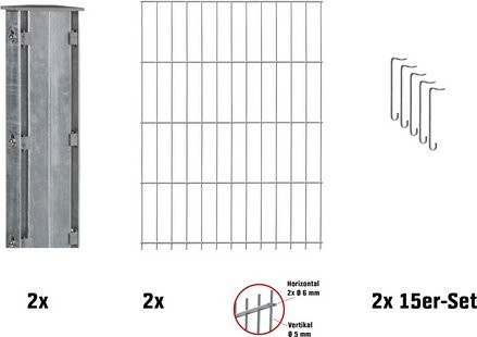 FLORAWORLD Gabionen-Set aus verzinktem Stahl in Silber, B/T/H: 201 x 12 x 183 cm - Bild 1