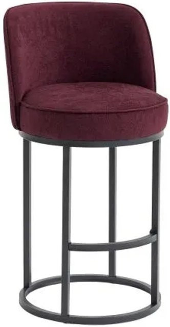 PXloue Barstuhl 2er Set in Rot mit Rückenlehne und Armlehnen aus Leinen und Eisen für Küche und Essbereich B/T/H: 43,0 x 42,5 x 88,5 cm - Bild 1