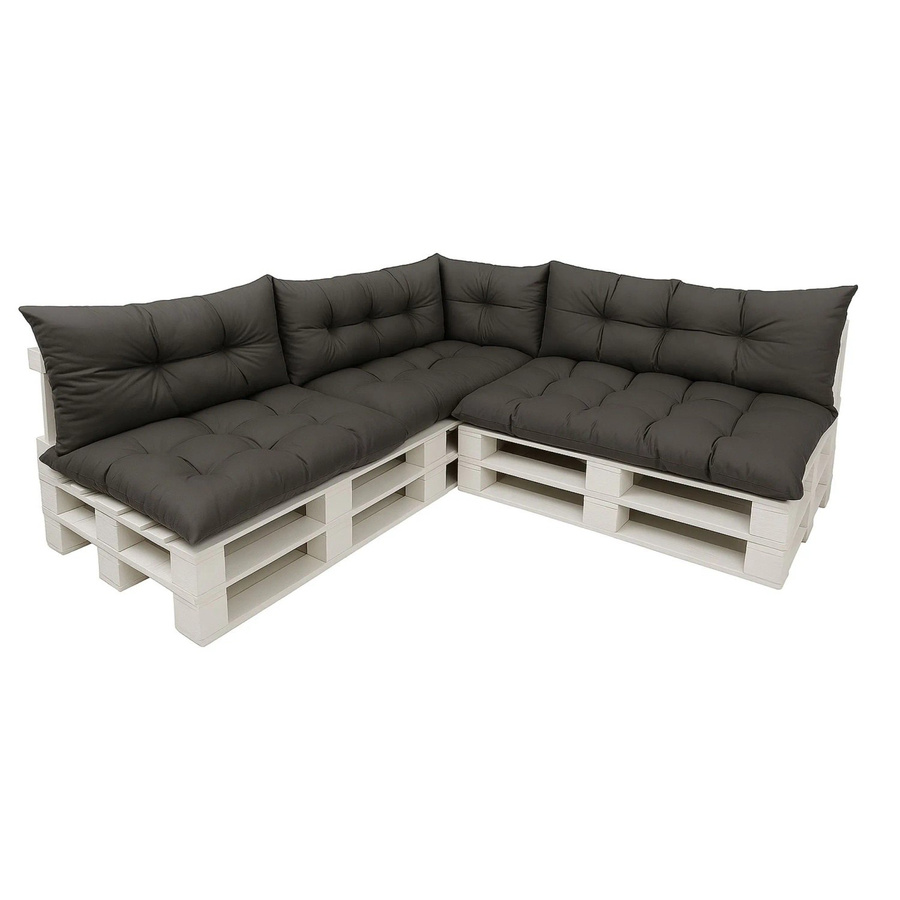 Setgarden Style 7er-Set Palettensofa Kissen Outdoor Anthrazit, Sitzkissen B: 120 cm, T: 60 cm und Rückenkissen B: 120 cm, T: 40 cm - Bild 2