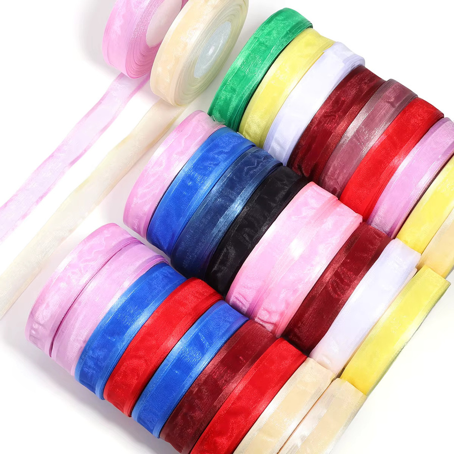 Buntes transparentes Chiffonband aus Organza für DIY Dekorationen, Hochzeit, Geburtstag und Geschenkverpackung, Breite: 2,5 cm, Länge: 45,72 m - Bild 2