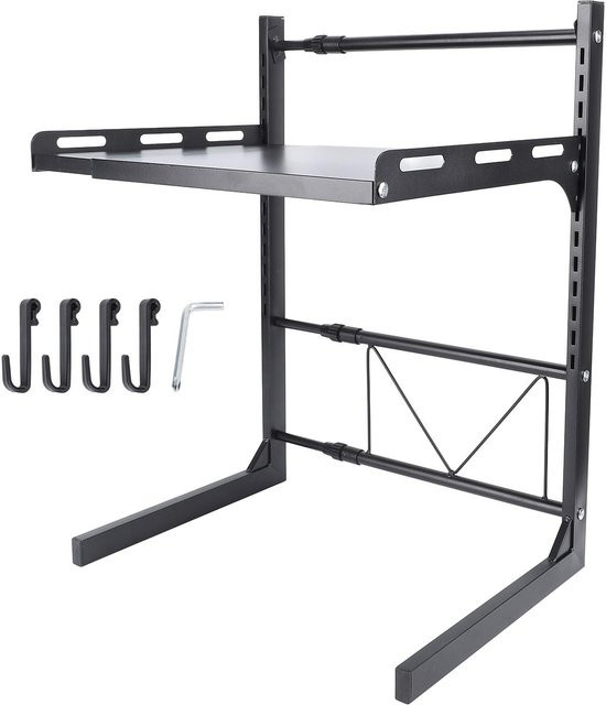 TOMTOP JMS Mikrowellenofen Regal aus Kohlenstoffstahl in Schwarz, ausziehbarer Küchenorganizer für Kochutensilien - Bild 1