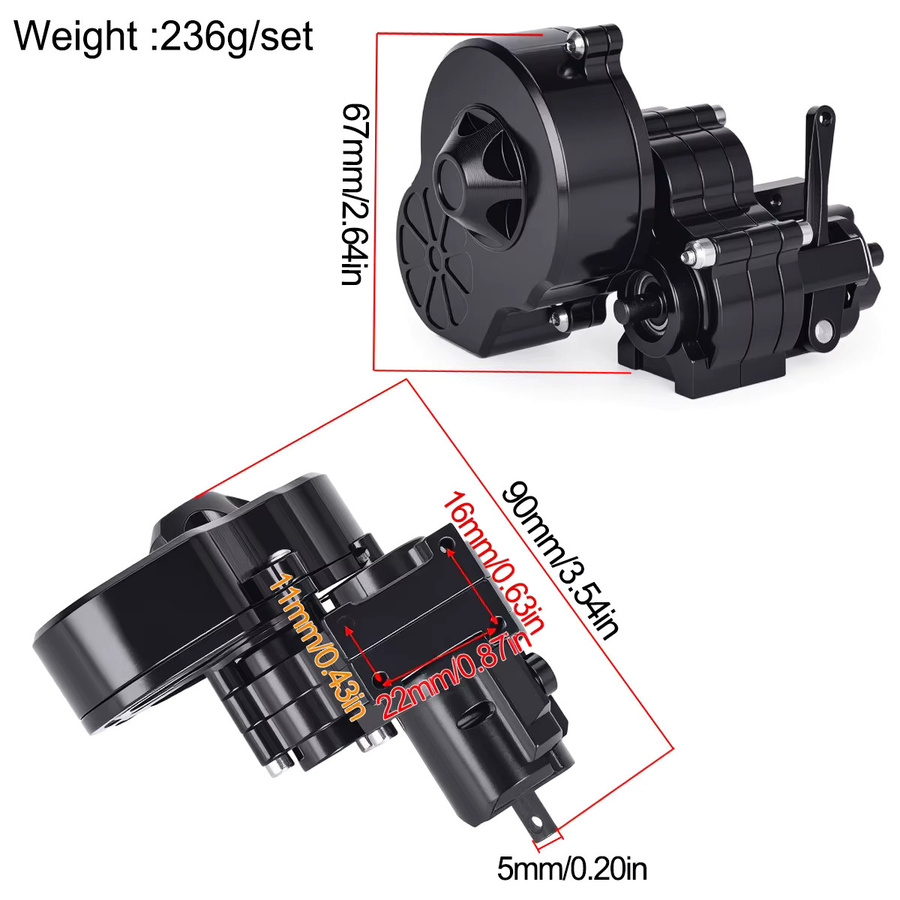 MALOM RC Stahlgetriebe-Getriebegehäuse, Metall & Aluminium, Schwarz - Bild 1