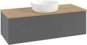 V&B Waschtischunterschrank Antao mit Frontstruktur, Farbe Anthrazit, Eiche Honig, B/T/H: 120 x 50 x 36 cm - Bild 1