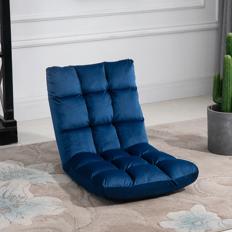 HOMCOM 3-in-1 Bodenstuhl klappbarer Bodensessel mit 13 Positionen in Blau, B/T/H: 55 x 71 x 53,5 cm - Bild 2