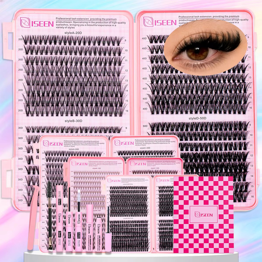 ISEEN Wimpern-Cluster-Set, DIY-Wimpernverlängerungs-Kit, Unisex - Bild 2