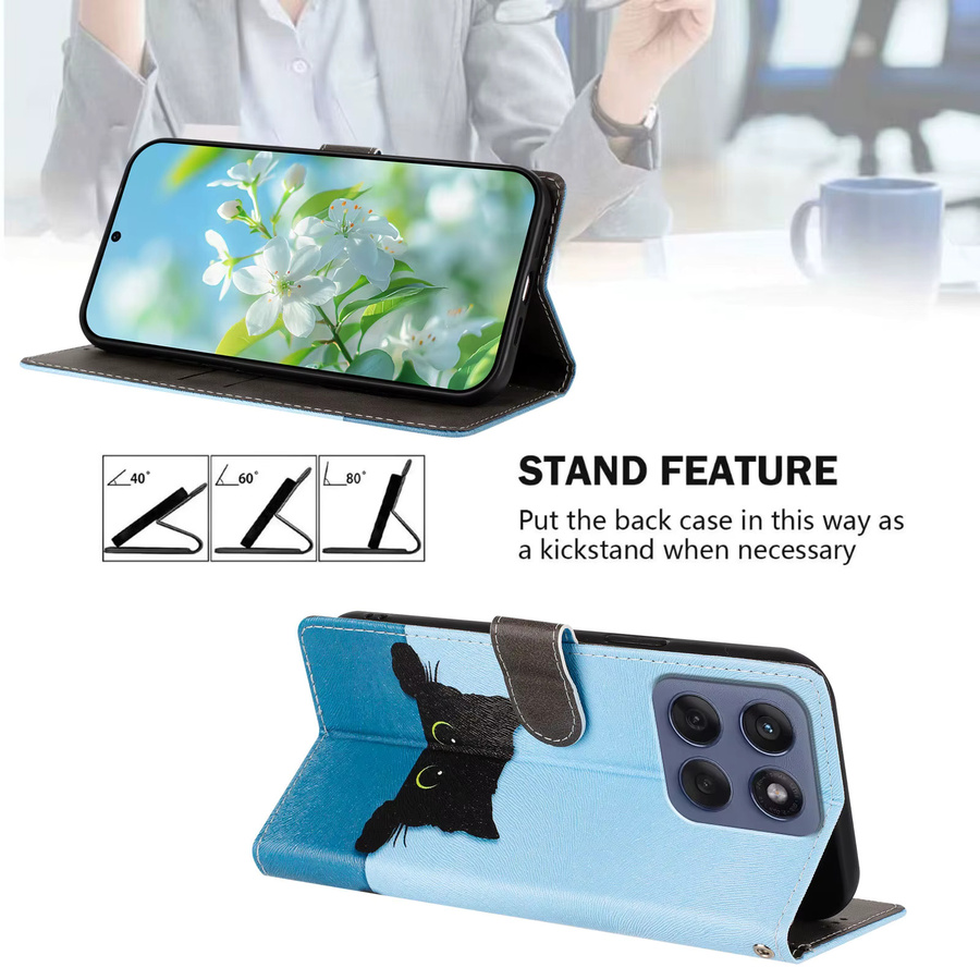 Cartoon Magnetische Leder Brieftasche Schutzhülle für Motorola Moto Edge 5G UW in Blau - Bild 3