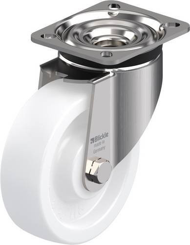 Blickle Lenkrolle LKX-SPO 125G-1 aus Edelstahl mit polierter Oberfläche und weißem Kunststoff, Rad-Durchmesser: 125 mm, Tragfähigkeit: 350 kg - Bild 1