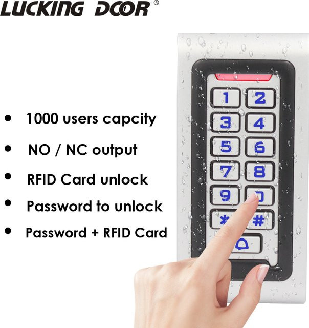 LUCKING DOOR RFID Standalone Türzugangskontrolle mit Tastatur und Hintergrundbeleuchtung, 13,56 MHz, IP65 wasserdicht, Farbe: Weiß - Bild 1