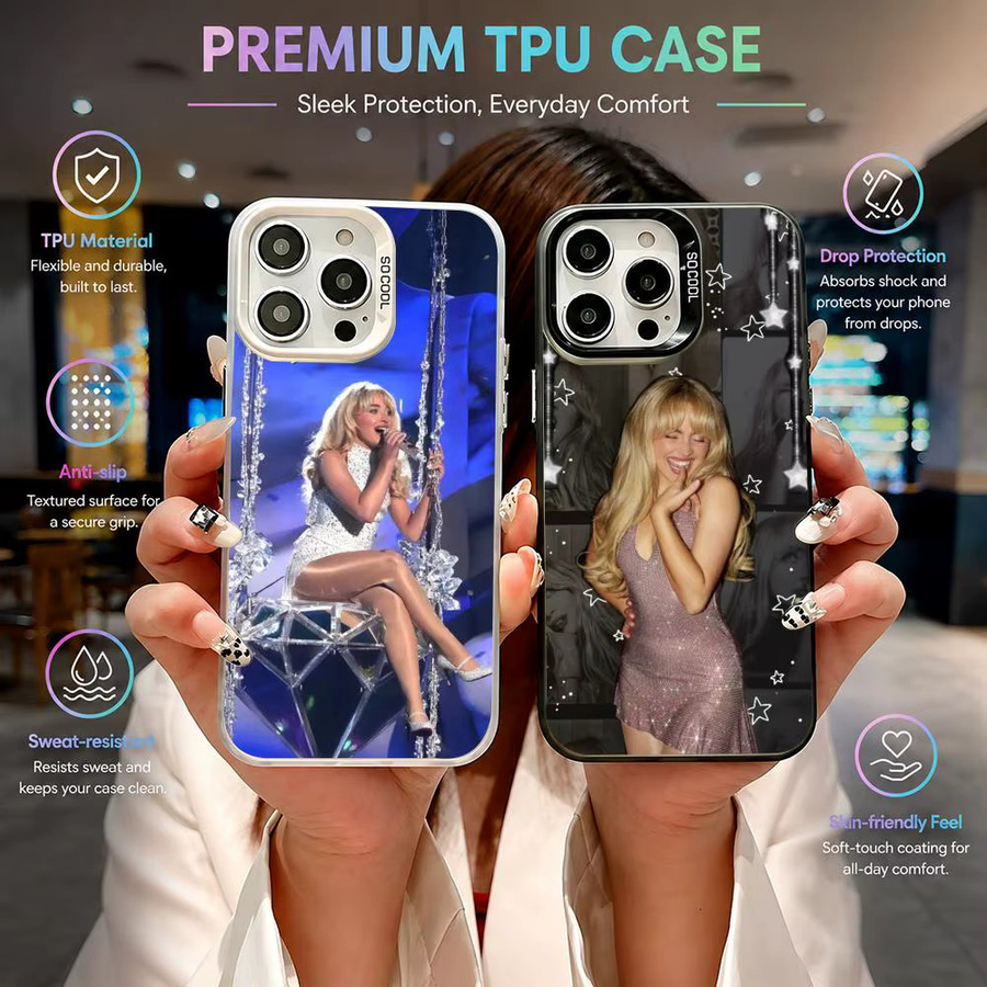 Singer S Sabrina Carpenter Handyhülle Aurora TPU für iPhone 11 bis 17 Pro Max in Multicolour, stoßfeste und stylische Schutzhülle - Bild 2
