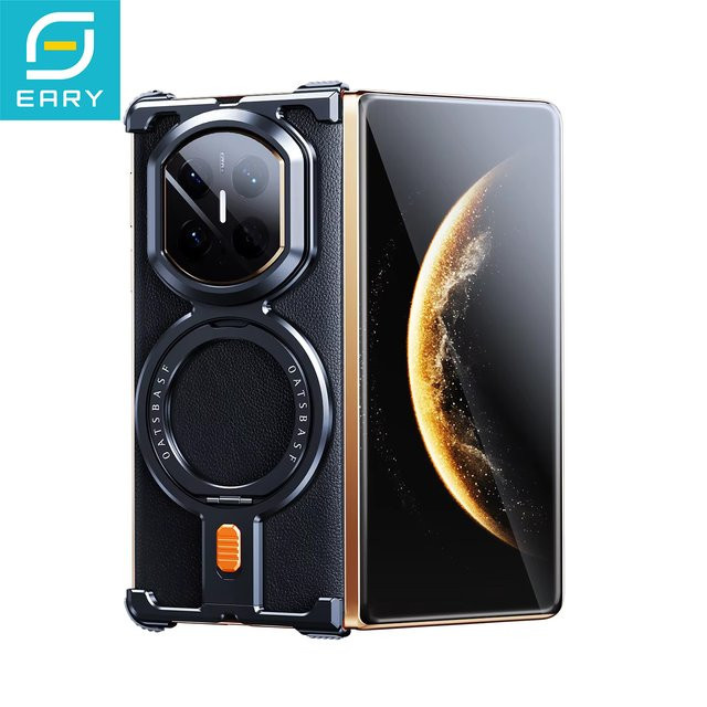 Eary Rahmenlose Metall-Handyhülle für Huawei Mate X7 mit magnetischem 360 Grad drehbarem Ständer in Rot - Bild 1
