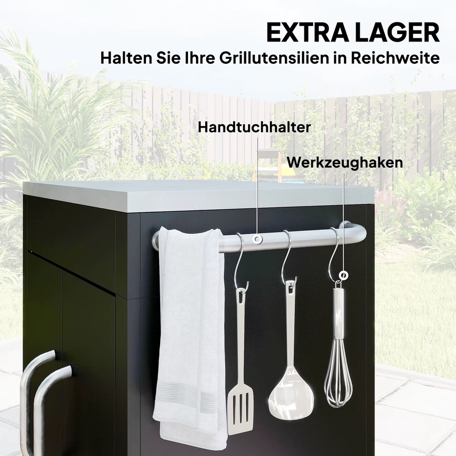 HOMCOM Küchenwagen in Schwarz mit Edelstahlgriff und Rollen, B/T/H: 50 x 50 x 86,5 cm - Bild 5