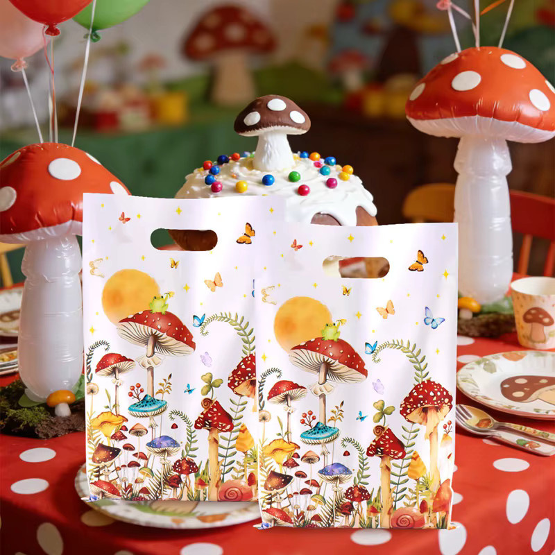 50 Stück Pilz- und Schmetterlings-Süßigkeitentüten aus Kunststoff in Mehrfarben für deine Geburtstagsparty - Bild 2
