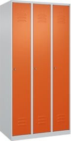 C+P Spind Classic PLUS Garderobenschrank mit 3 Abteilen, Lichtgrau, H x B x T: 185 x 90 x 50 cm - Bild 1