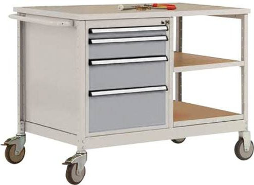 Manuflex TP1007.9006 Werkbank Mobil aus Stahl und Holz in Alusilber, B/T/H: 113,5 x 78,0 x 59,0 cm - Bild 1