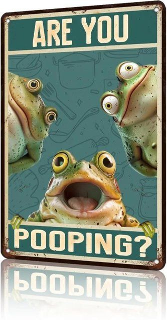 CIFBUY Lustiges Frosch-Badezimmerschild Are You Pooping Vintage-Metalldekor für die Wand, Breite: 30,5 cm, Höhe: 20,3 cm - Bild 1