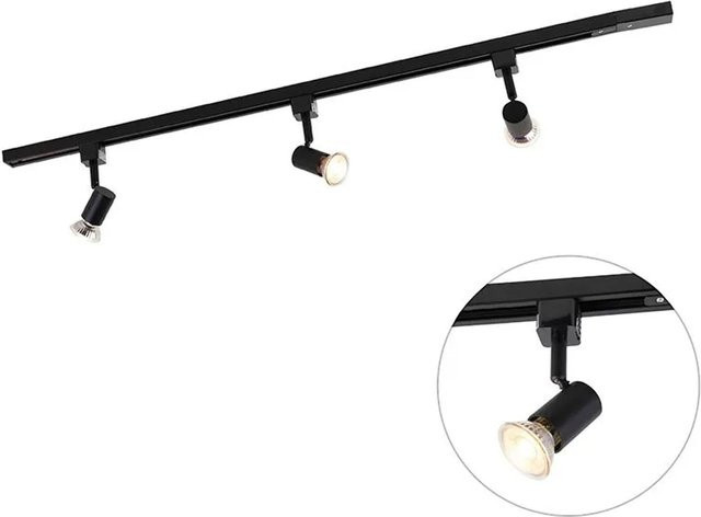 QAZQA Modernes Schienensystem Iconic Jeany mit 3 dimmbaren Strahlern in Schwarz, 1-phasig, Warmweiß - Bild 1