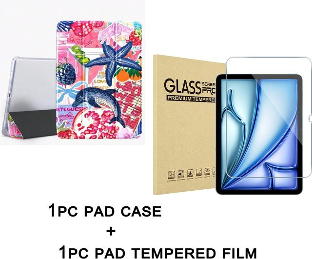 Schutzhülle im Ozean-Stil mit gehärteter Folie für Apple iPad Pro und iPad Air (verschiedene Generationen), Multicolour - Bild 1