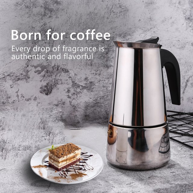 Elektrische RSCHEF Mokka Kaffeemaschine aus Edelstahl in Silber - Bild 1