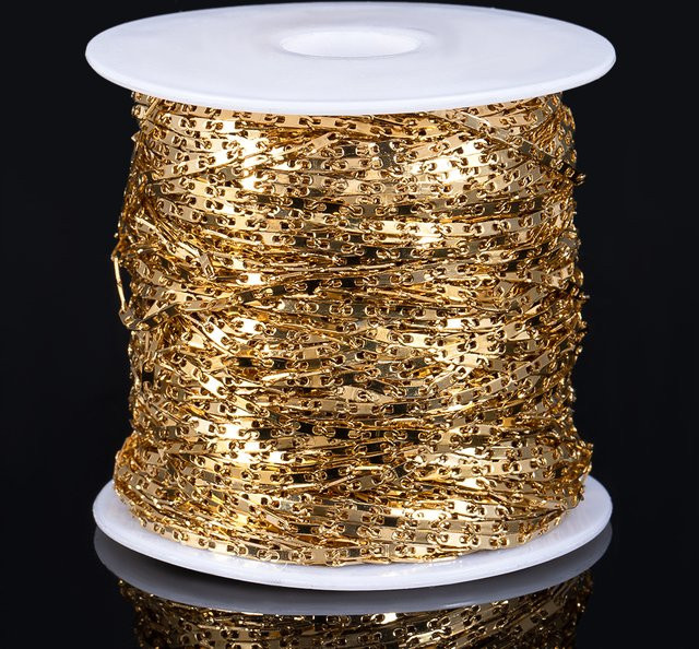 MINGXUAN Gliederkette Edelstahl, gold- und silberfarben, 1 Meter - Bild 1