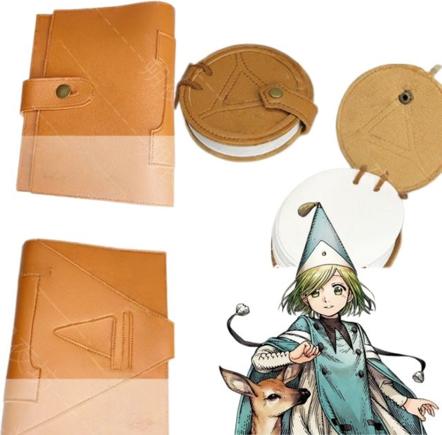 Atelier Of Witch Hat Coco Cosplay Set aus Kunstleder mit Buchumschlag und rundem Notizblock in Vintage-Kamelbraun - Bild 1
