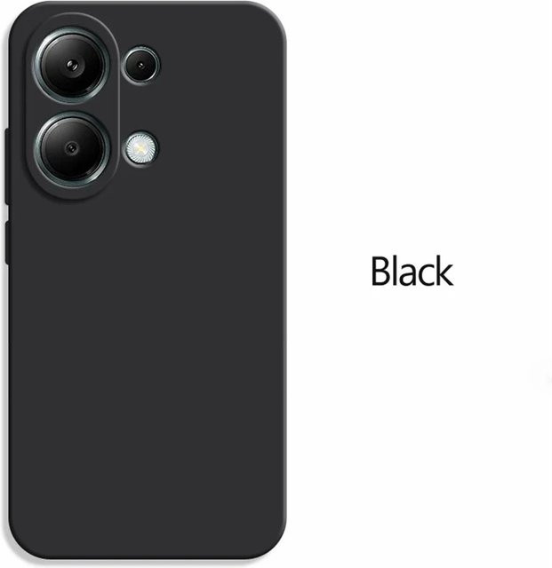 Xiaomi Flüssigsilikon Handyhülle mit Linsenschutz für Redmi Note 13 Pro 4G und POCO M6 Pro 4G in Schwarz - Bild 1