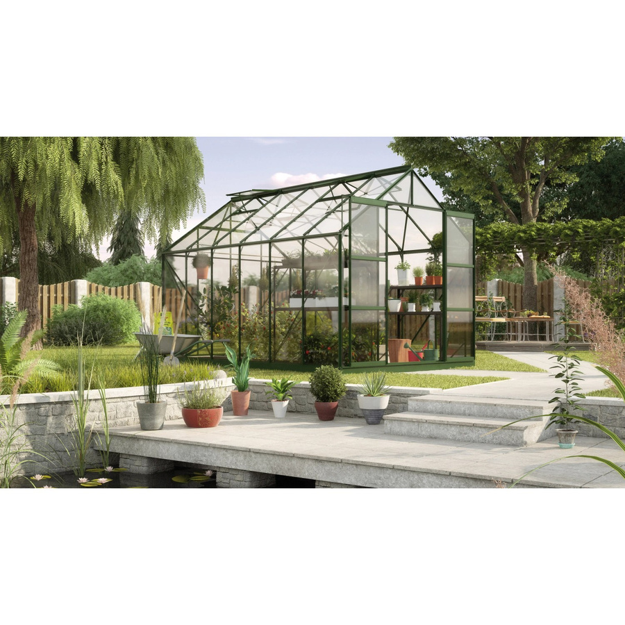 Vitavia Gewächshaus Uranus 9900 in Smaragdgrün mit Fundament, Sicherheitsglas und Aluminiumrahmen für die Pflanzenzucht von Kräutern und Gemüse, 9,9 m² - Bild 2