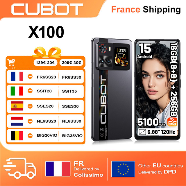 Cubot X100 5G Smartphone mit 256 GB ROM, 16 GB RAM, 6,88 Zoll 120 Hz Display, 64 MP Kamera und 5100 mAh Akku, Android 15, NFC, Gold/Schwarz - Bild 1