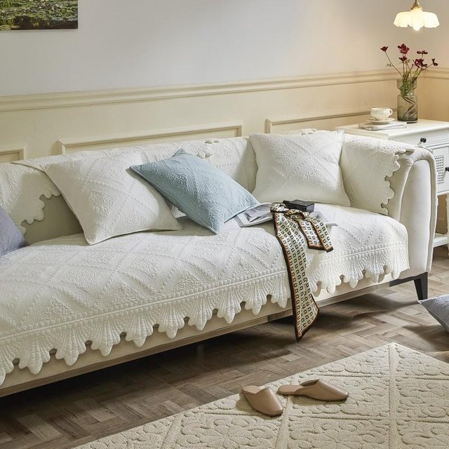 B&B Nordisches Sofakissen aus gewaschener Baumwolle mit Jacquard-Bezug, quadratisch, B/B/B: 70 x 70 x 70 cm - Bild 1