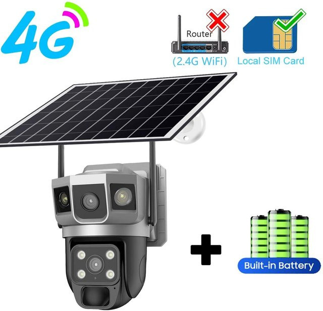 Vstarcam 6K 12MP WiFi und 4G Solar Kamera mit Doppelobjektiv, wasserdichte Sicherheits-IP-Cam für den Außenbereich mit PIR-Bewegungserkennung in Weiß - Bild 1