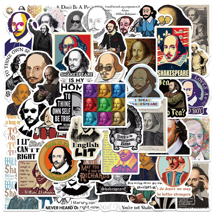 50 Stück Retro Shakespeare Graffiti Aufkleber im Renaissance-Stil, Mehrfarbig, für Tagebuch, Laptop und Kühlschrank - Bild 6