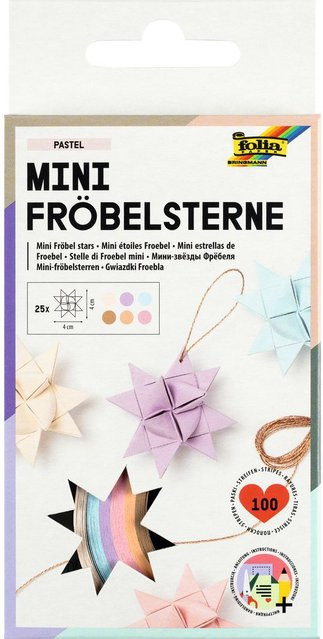 Folia Mini-Fröbelsterne in Pastellfarben aus Papier für die Weihnachtszeit - Bild 1