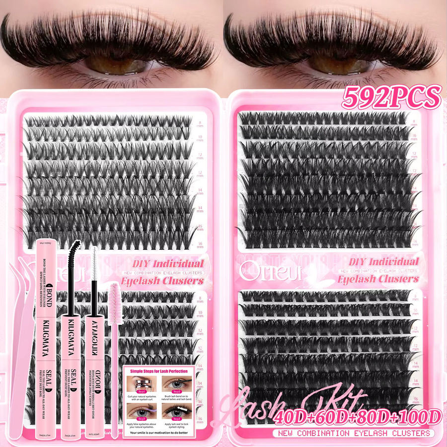 Orreu Wimpernverlängerungs-Set, Einzelne Wimpernbüschel, Unisex - Bild 5