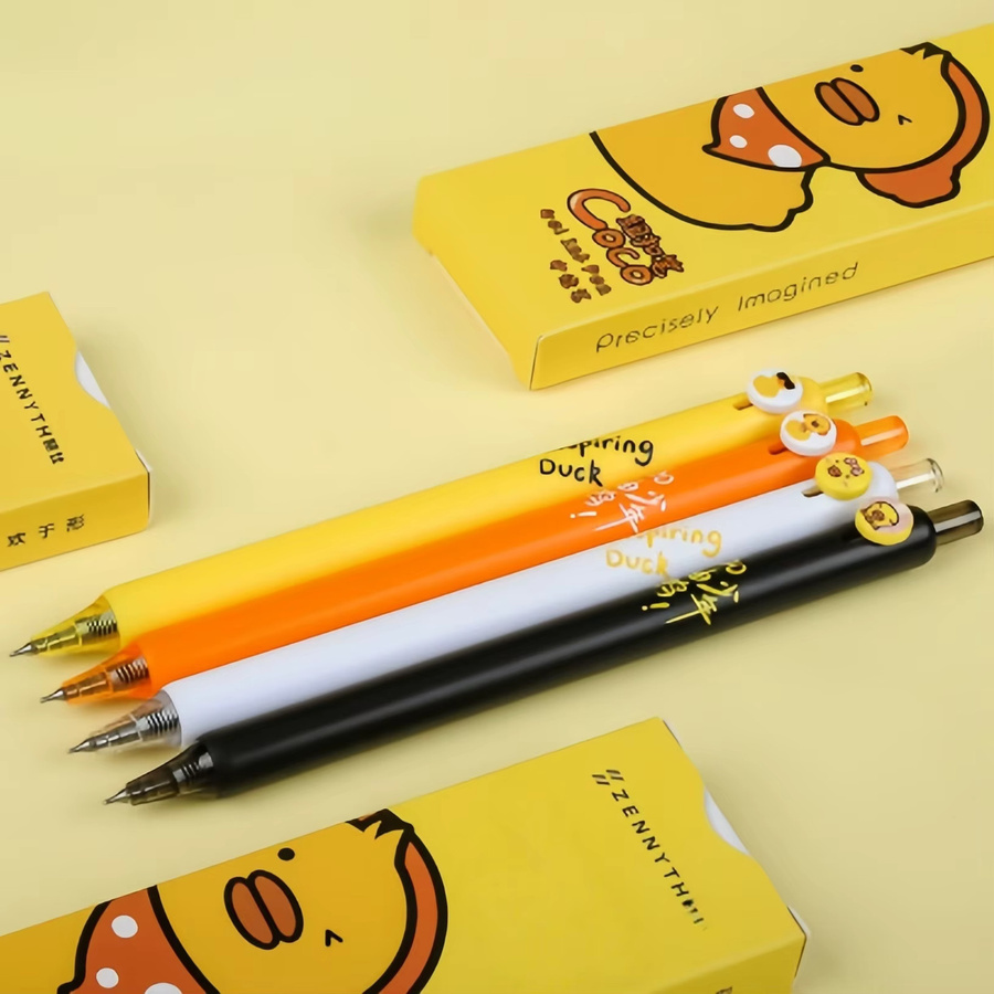 Little Yellow Duck Set mit 4 niedlichen Gelstiften, schwarze Tinte, 0,5 mm feine Spitze - Bild 2