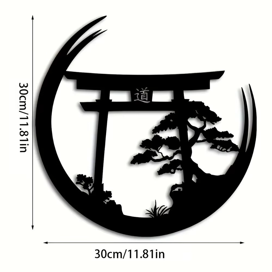 CIFBUY Japanisches Torii-Tor Metall-Wandkunst in Schwarz als minimalistische Zen-Garten-Dekoration - Bild 6