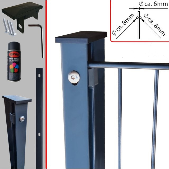 Fa-Bausysteme Doppelstabzaun Anthrazit 8-6-8 mit Leiste Höhe: 103 cm, Länge: 17,5 m - Bild 1