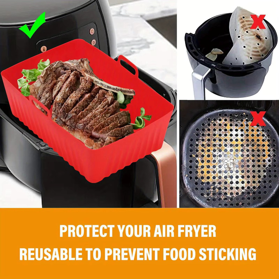 Runde Silikonform für Air Fryer als Pizzamatte und Ersatz Grillpfanne, Blau, Durchmesser: 21,5 cm - Bild 3