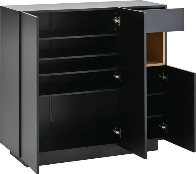 okwish Schuhschrank modern in Schwarz mit Schublade und integrierter Beleuchtung, B/T/H: 105 x 39,5 x 100,5 cm - Bild 1