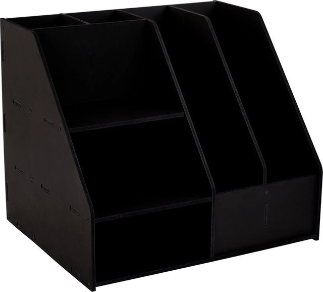 Relaxdays Dokumentenablage aus MDF in Schwarz mit 2 Dokumentenfächern für A4, B: 28,0 cm, T: 26,5 cm, H: 7,0 cm - Bild 1