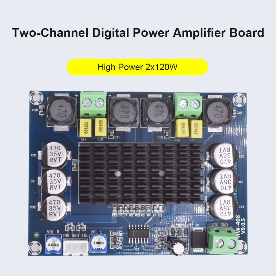 HW-408 TPA3116D2 Digitalverstärkerplatine in Blau mit Audiokabel, 120Wx2 Digitaler Zweikanalverstärker für Subwoofer und Audioplatine - Bild 3