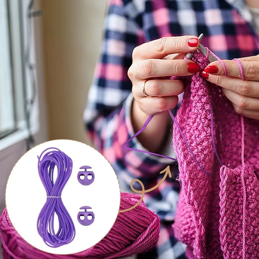 JAY HOME Strickmarkierungen Set mit 4 Stück Stricksähte Halter und 5 m Schlauch sowie Nadelstopfen für Deine Strickprojekte - Bild 3