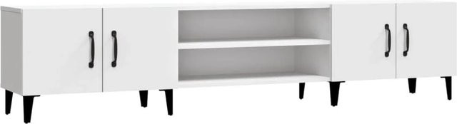 vidaXL TV-Schrank Weiß Modern mit Medienfächern aus Holzwerkstoff und Metall, B/T/H: 180 x 31,5 x 40 cm - Bild 1